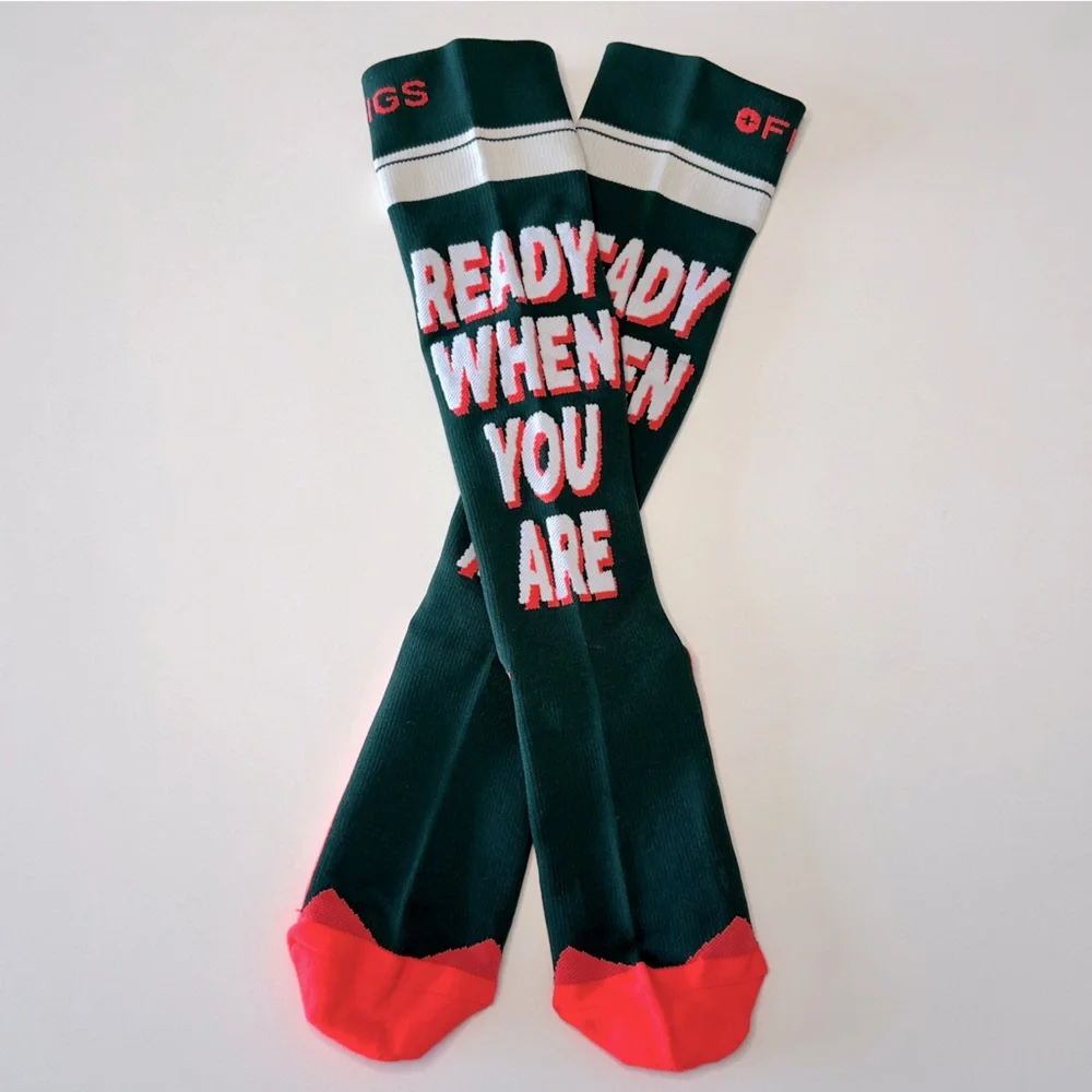 FIGS New Compression Socks READY WHEN YOU ARE Medium Green Neon Orange White